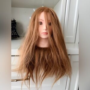 Cosmetology Beauty School Practice Train Mannequin Head Human Hair Light Auburn